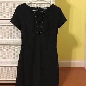 Express black suede mini dress